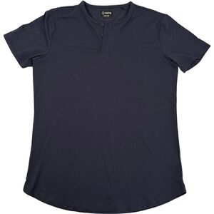 Cuts Clothing‎ Shirt Mens M Navy Blue Short Sleeve Henley Pyca Pro Curve Hem